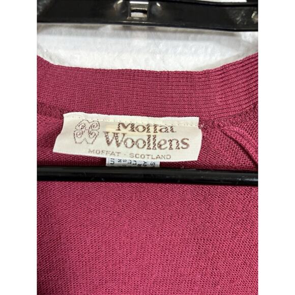 Moffat Woolens Cardigan Sweater Womens Medium Wool Maroon VNeck Grandpa Scotland - Picture 7 of 8